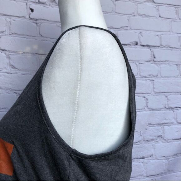 Virginia College Logo Tank Top Charcoal Heather Gray Criss Cross Back Medium - Picture 9 of 12